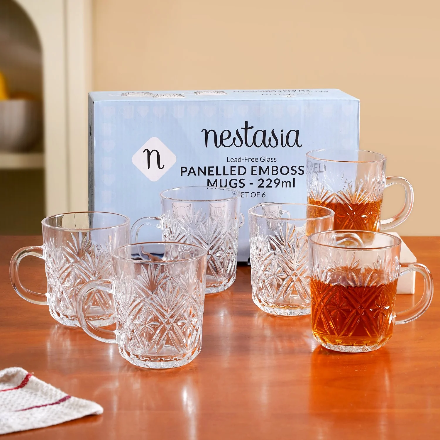 Vintage Embossed Mugs Set Of 6 229ml - Image 2