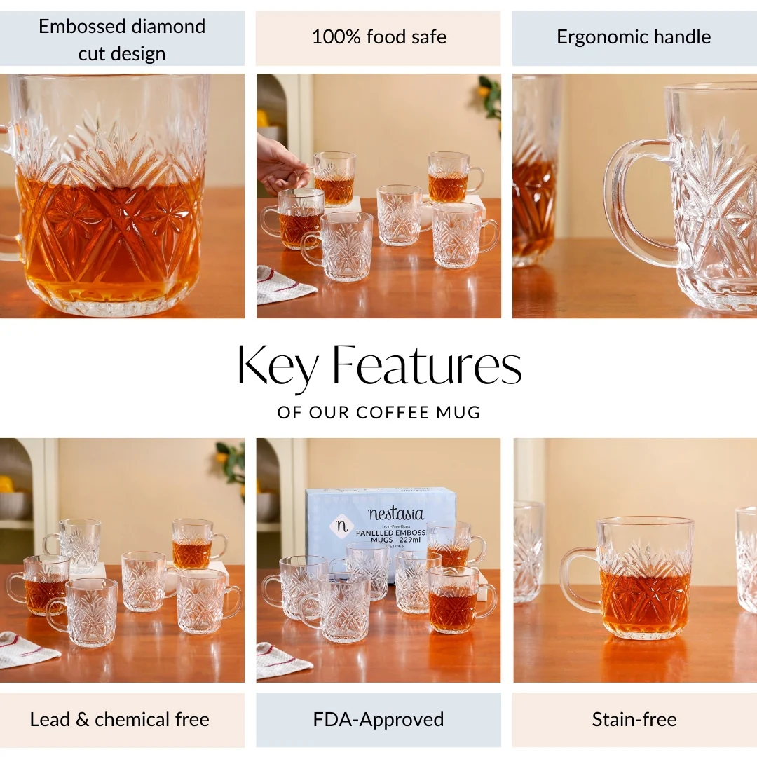Vintage Embossed Mugs Set Of 6 229ml - Image 5