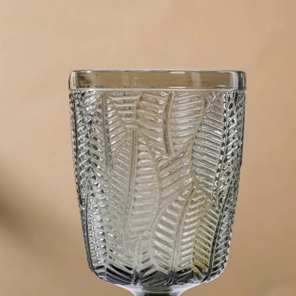 Vintage Engraved Wine Glass Grey Set of 6 300 ml - Image 5