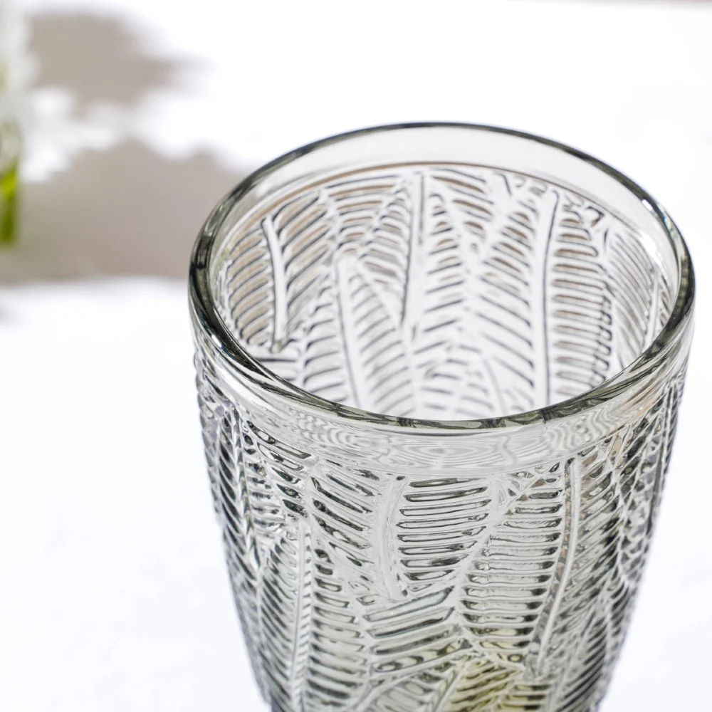 Vintage Engraved Wine Glass Grey Set of 6 300 ml - Image 6