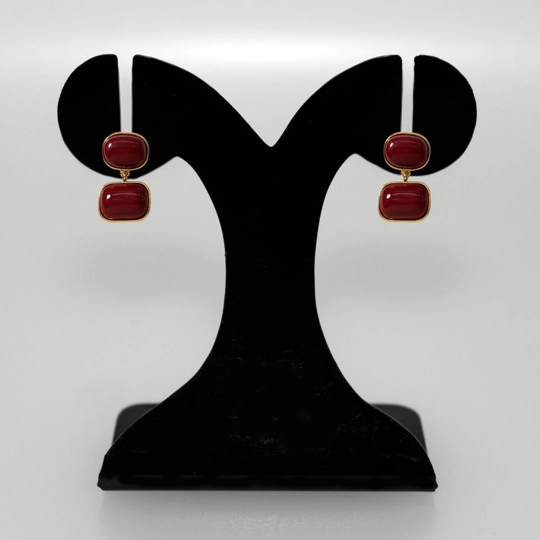 Vintage Ethereal Earrings Maroon - Image 6