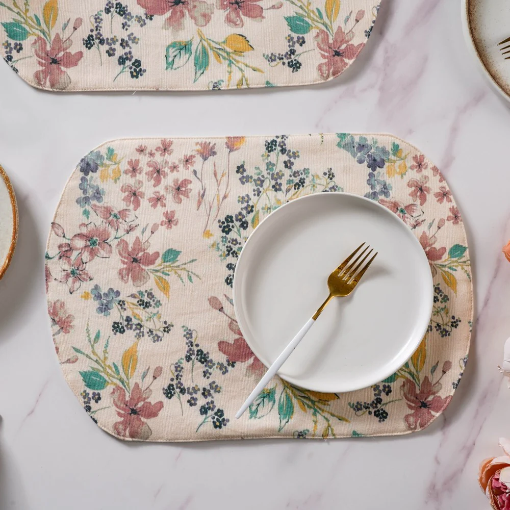 Vintage Floral Cotton Printed Table Mat Set Of 2 - Image 4