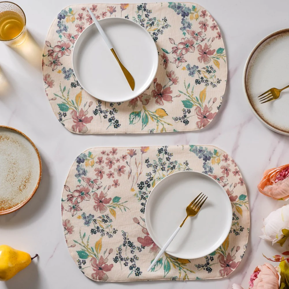 Vintage Floral Cotton Printed Table Mat Set Of 2 - Image 7