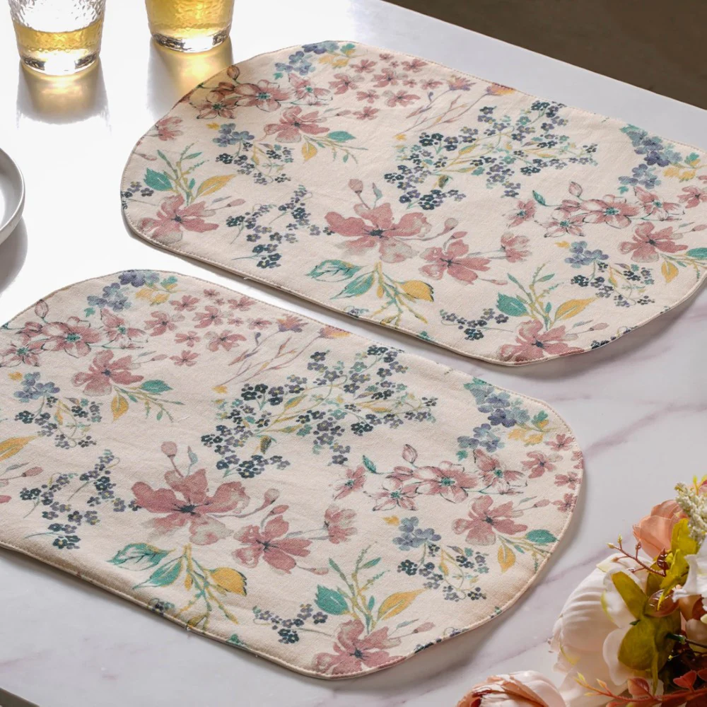 Vintage Floral Cotton Printed Table Mat Set Of 2 - Image 8