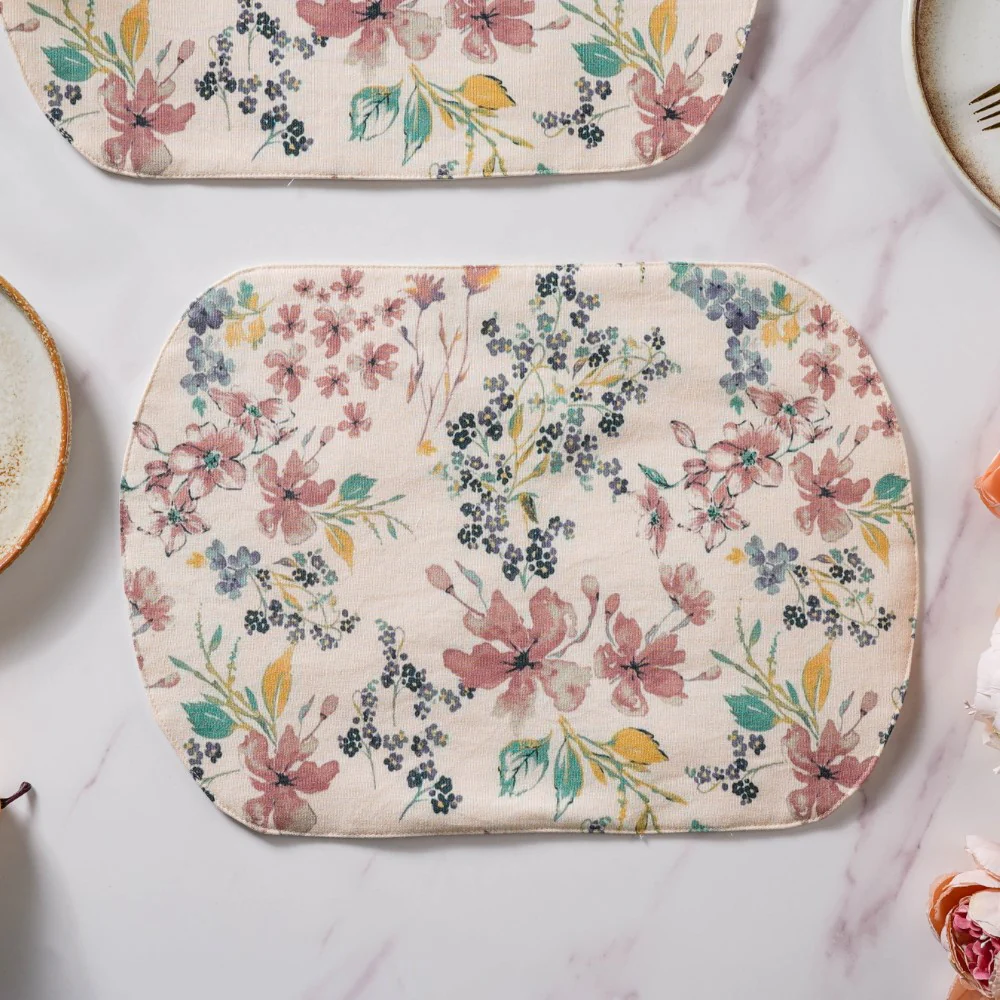 Vintage Floral Cotton Printed Table Mat Set Of 2 - Image 9
