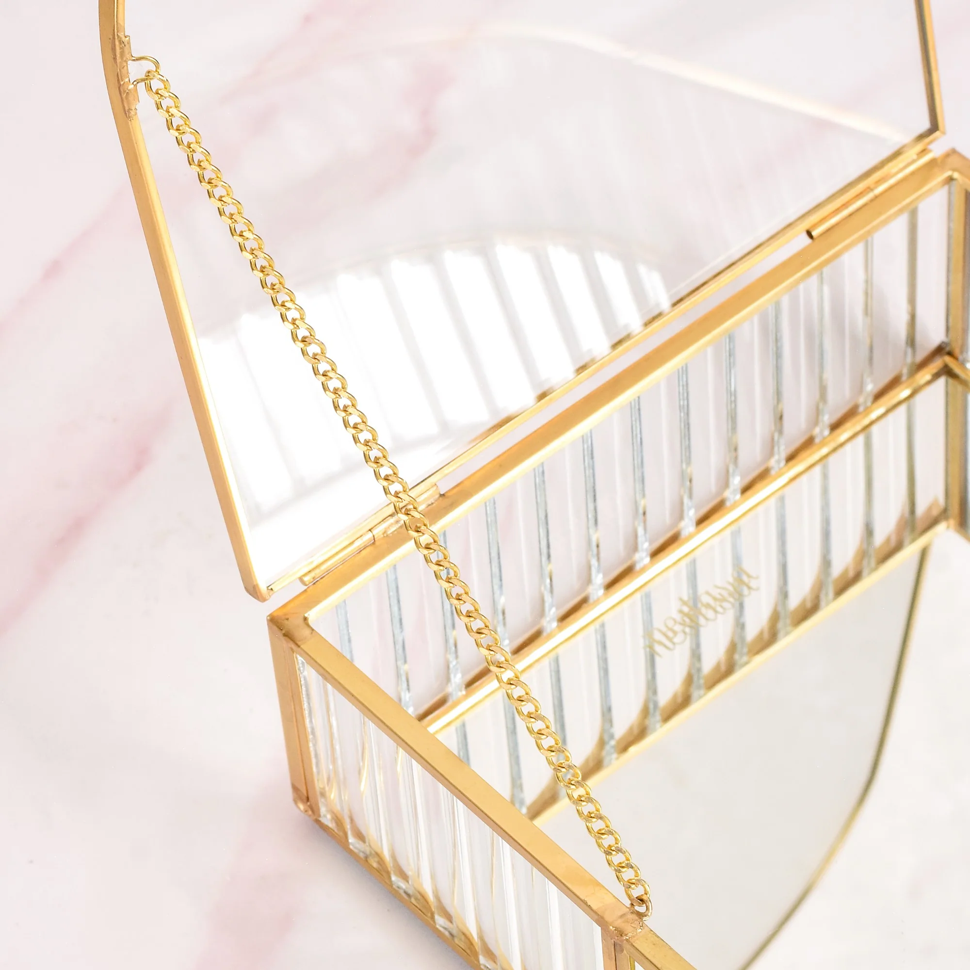 Vintage Gold Glass Jewellery Box - Image 8