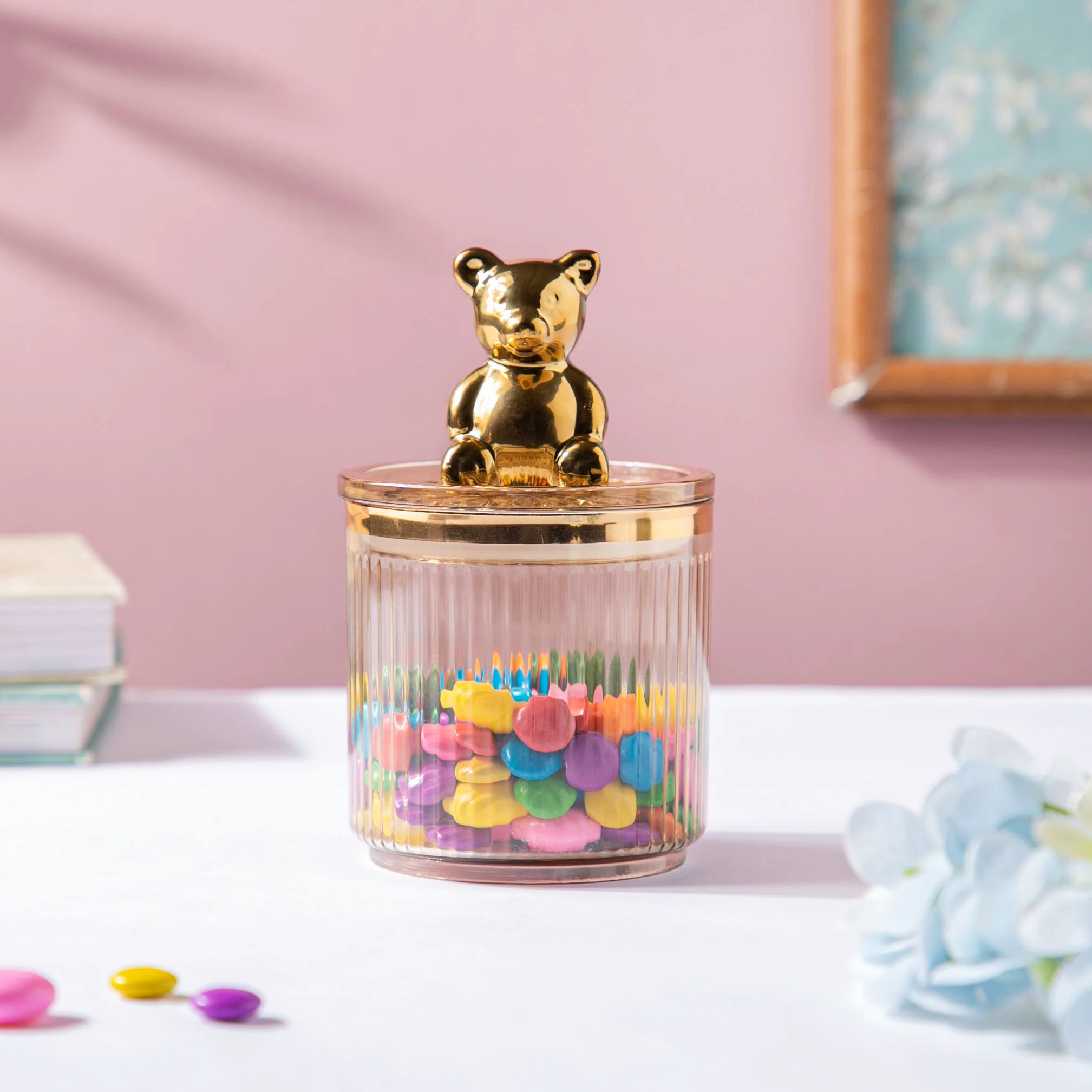 Vintage Jar With Bear Lid Amber 350ml