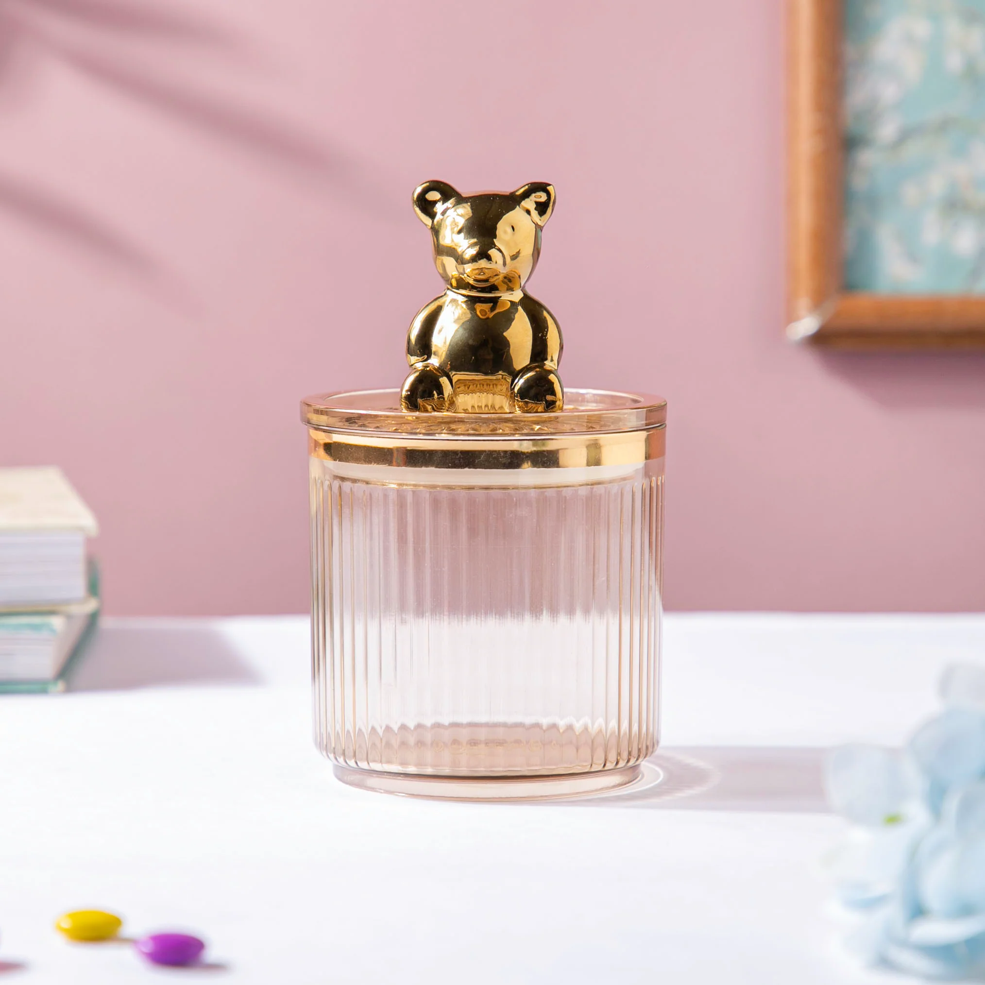 Vintage Jar With Bear Lid Amber 350ml - Image 3