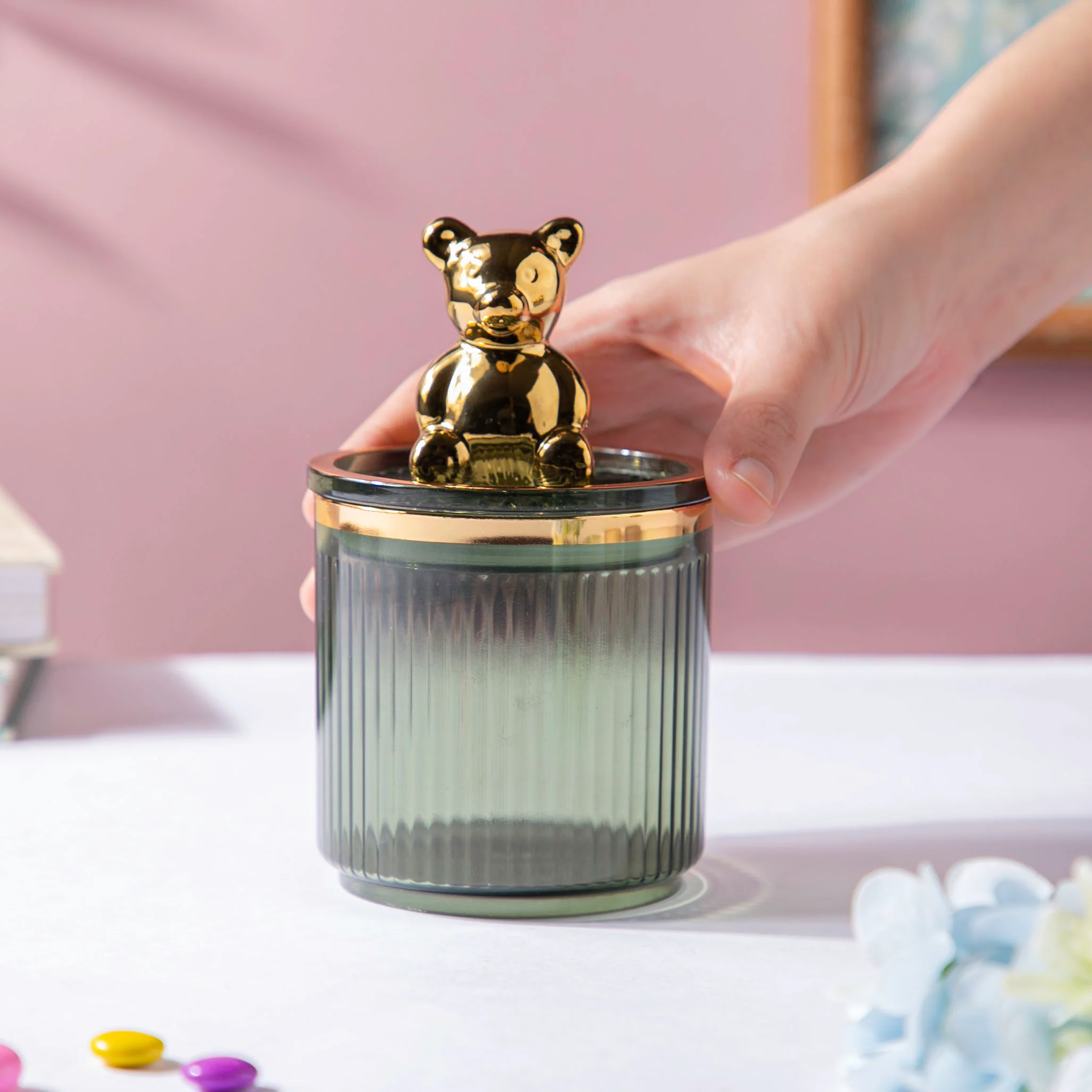 Vintage Jar With Bear Lid Green 350ml - Image 2