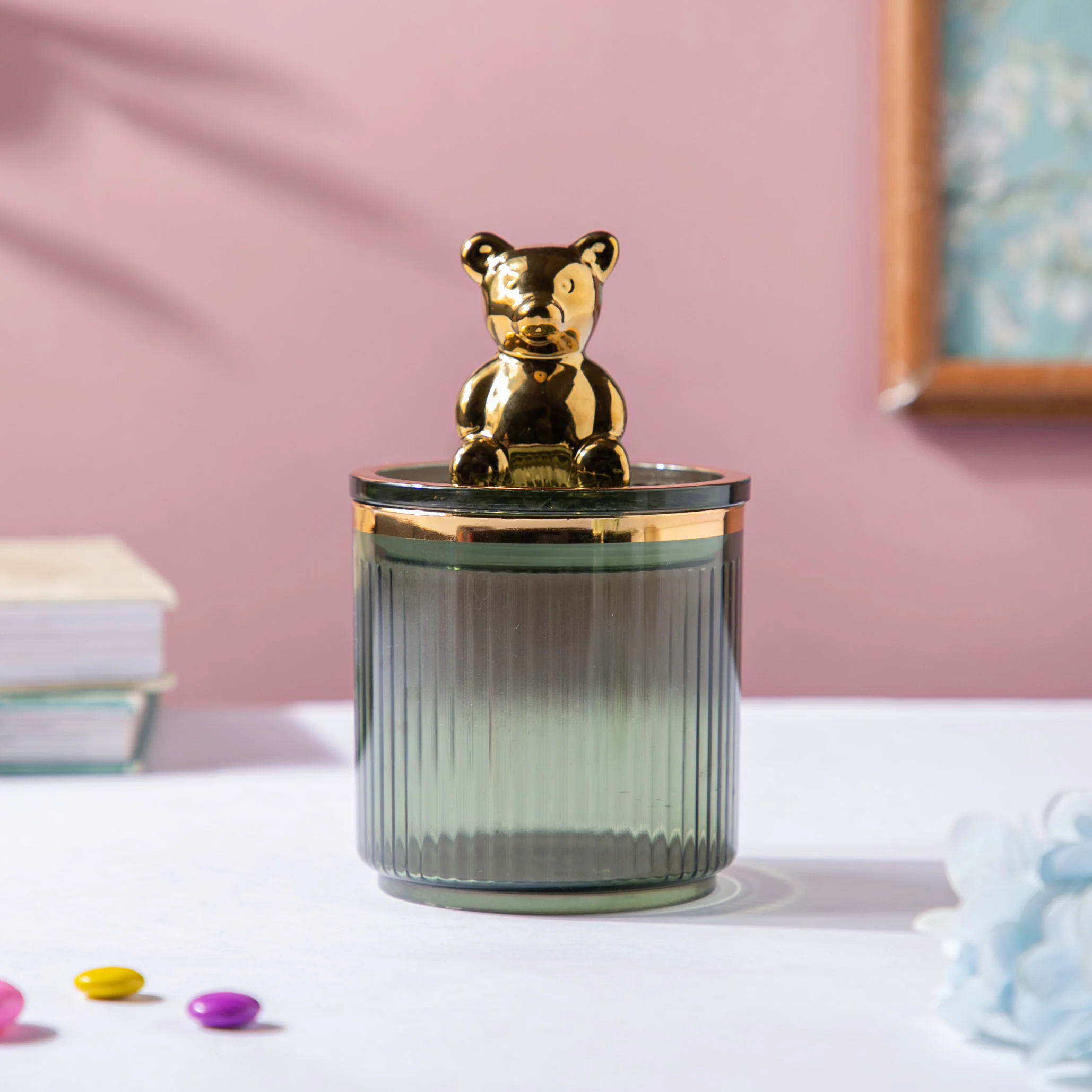 Vintage Jar With Bear Lid Green 350ml - Image 3