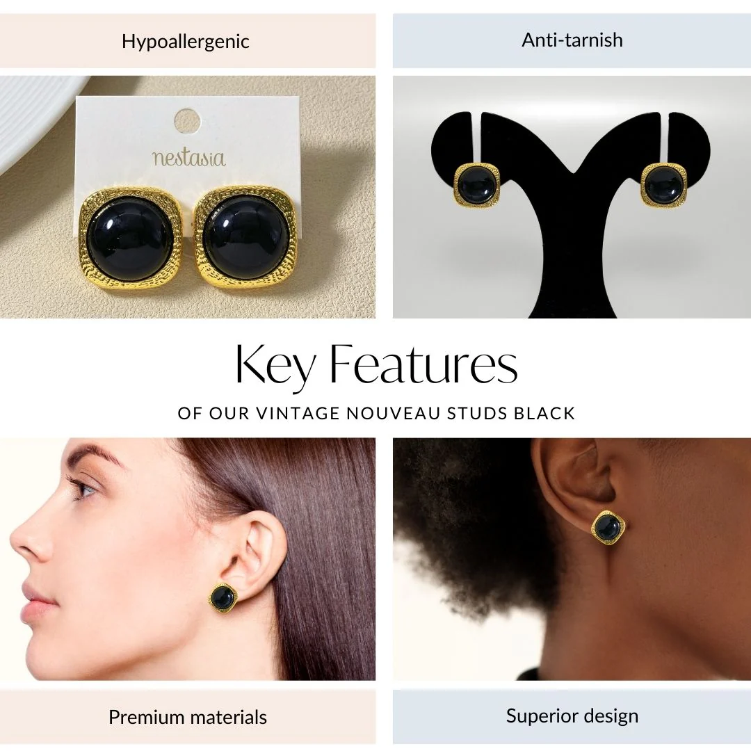 Vintage Nouveau Studs Black - Image 4