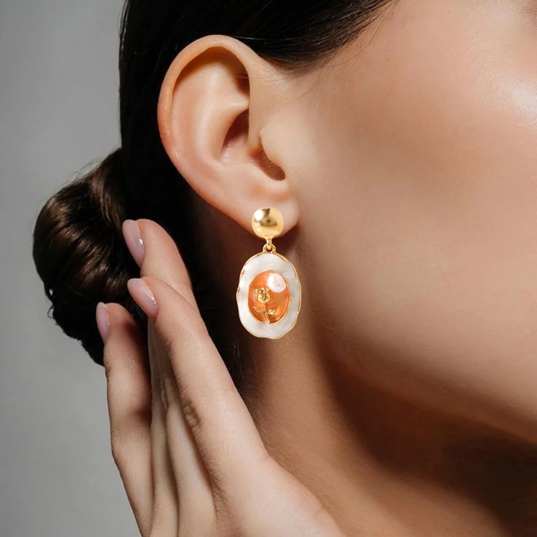 Vintage Rose Dangle Earrings - Image 2