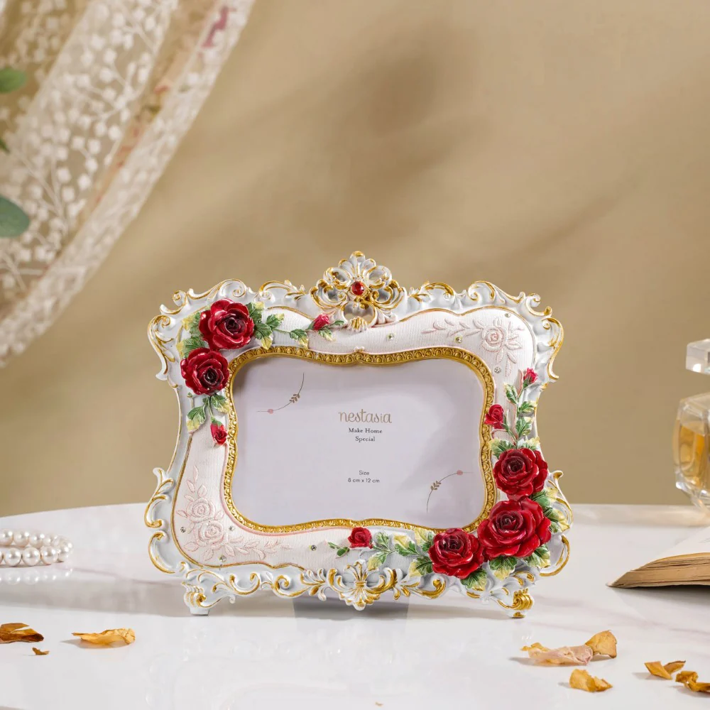 Vintage Rose Rectangule Photo Frame White 8 x 7 Inch - Image 8
