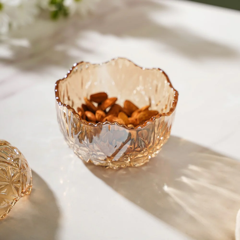 Vintage Round Crystal Glass Amber Jar Small 200 ml - Image 10