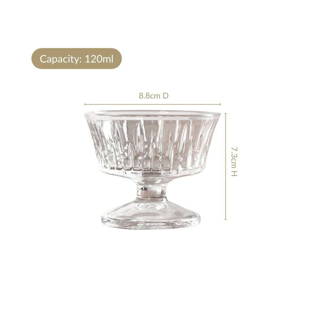 Vintage Thick Stem Dessert Bowls Set Of 6 120ml - Image 4