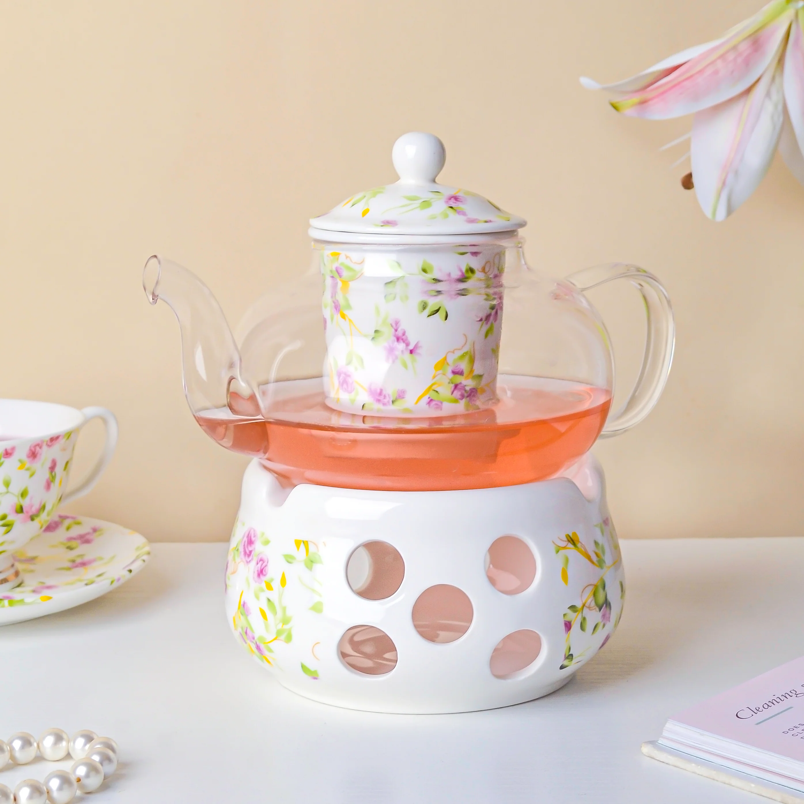Viola Cosmos Glass Teapot With Warmer Base 700 ml - Image 3