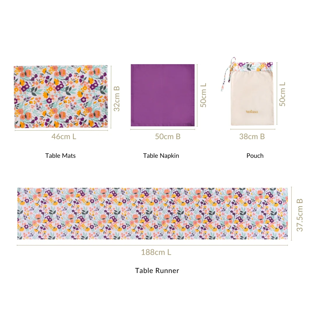 Viola Linen Table Napkins Mats And Runner Set - Image 4