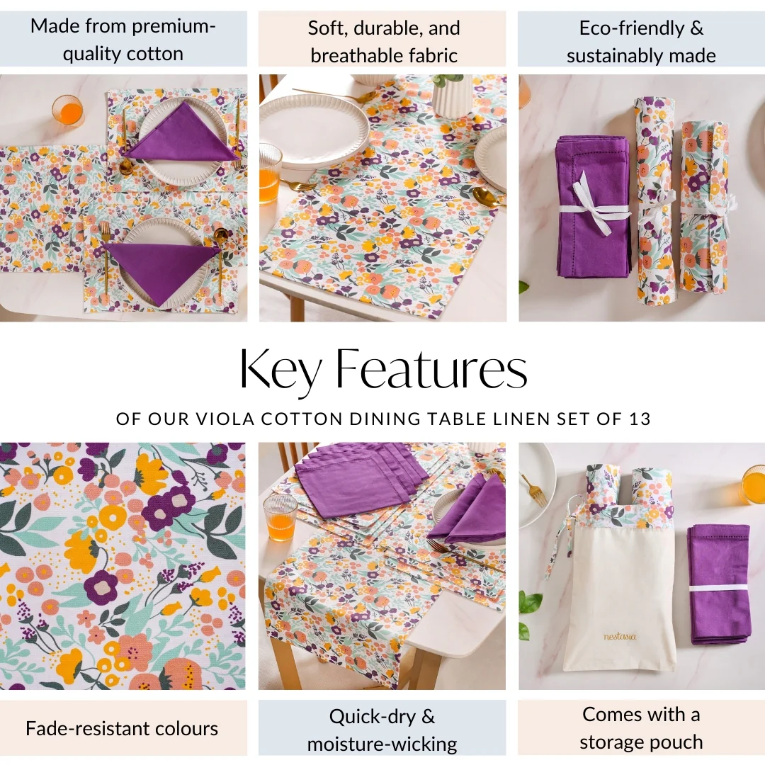 Viola Linen Table Napkins Mats And Runner Set - Image 5