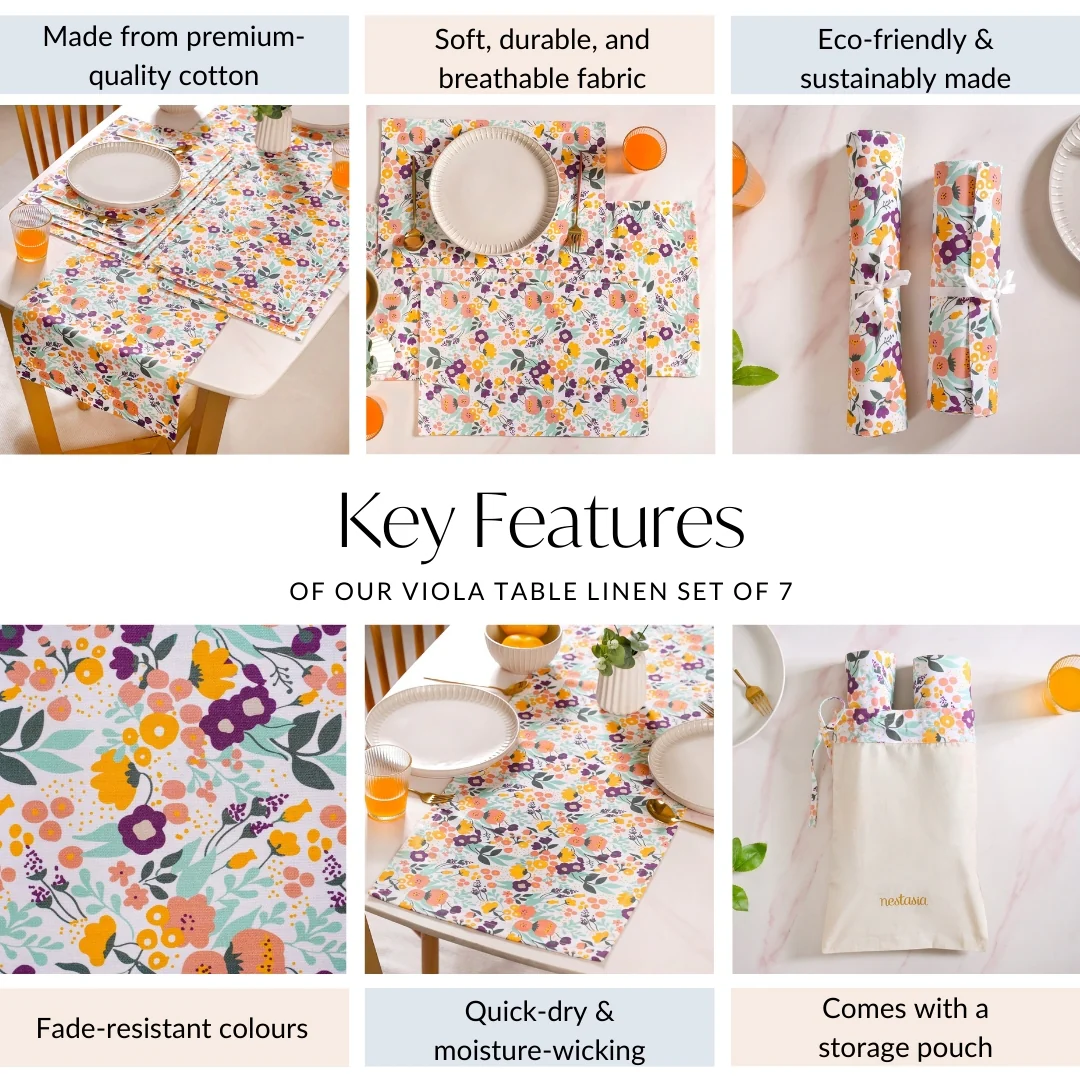 Viola Table Mat And Runner Set Of 7 - Image 5