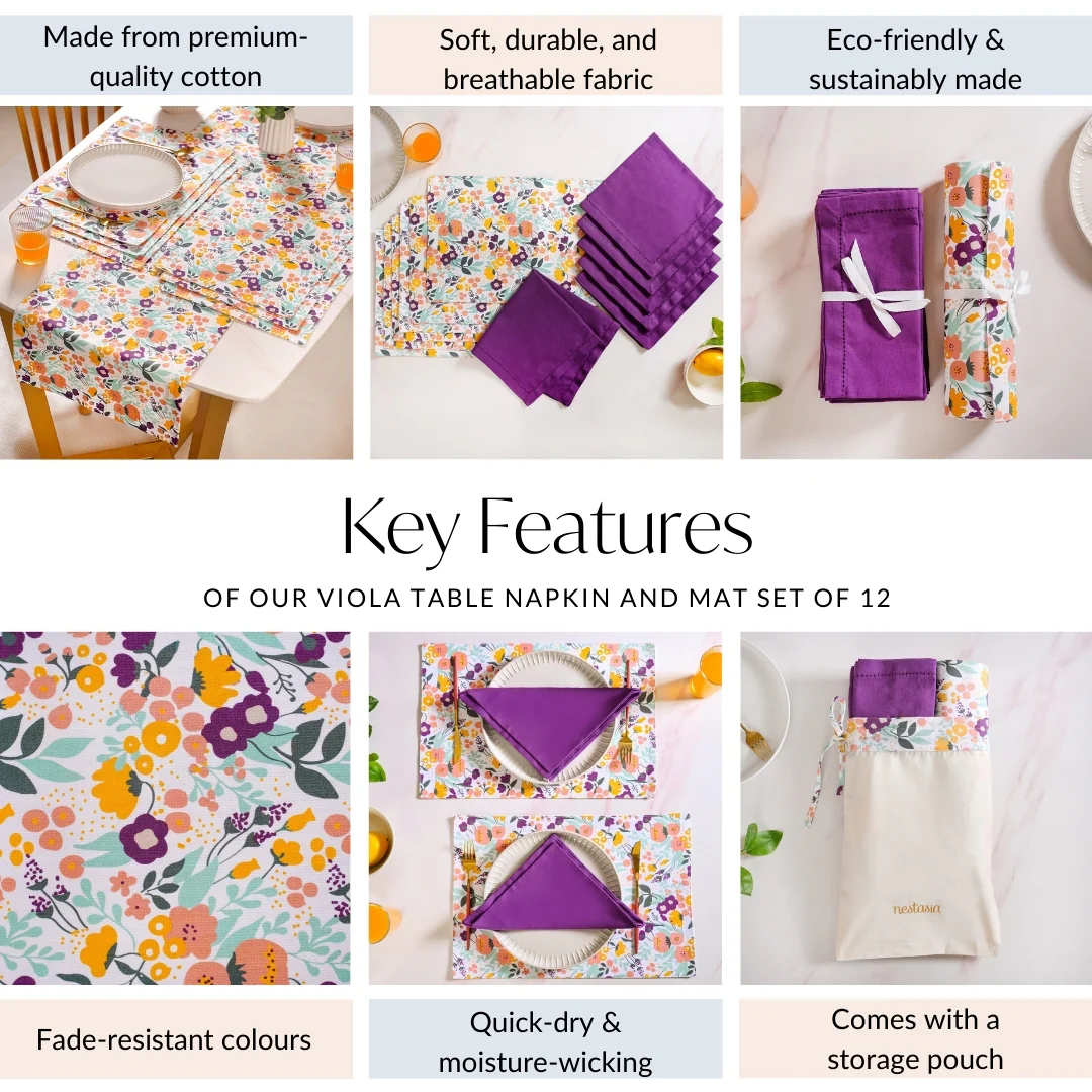 Viola Table Napkin And Mat Set Of 12 - Image 5