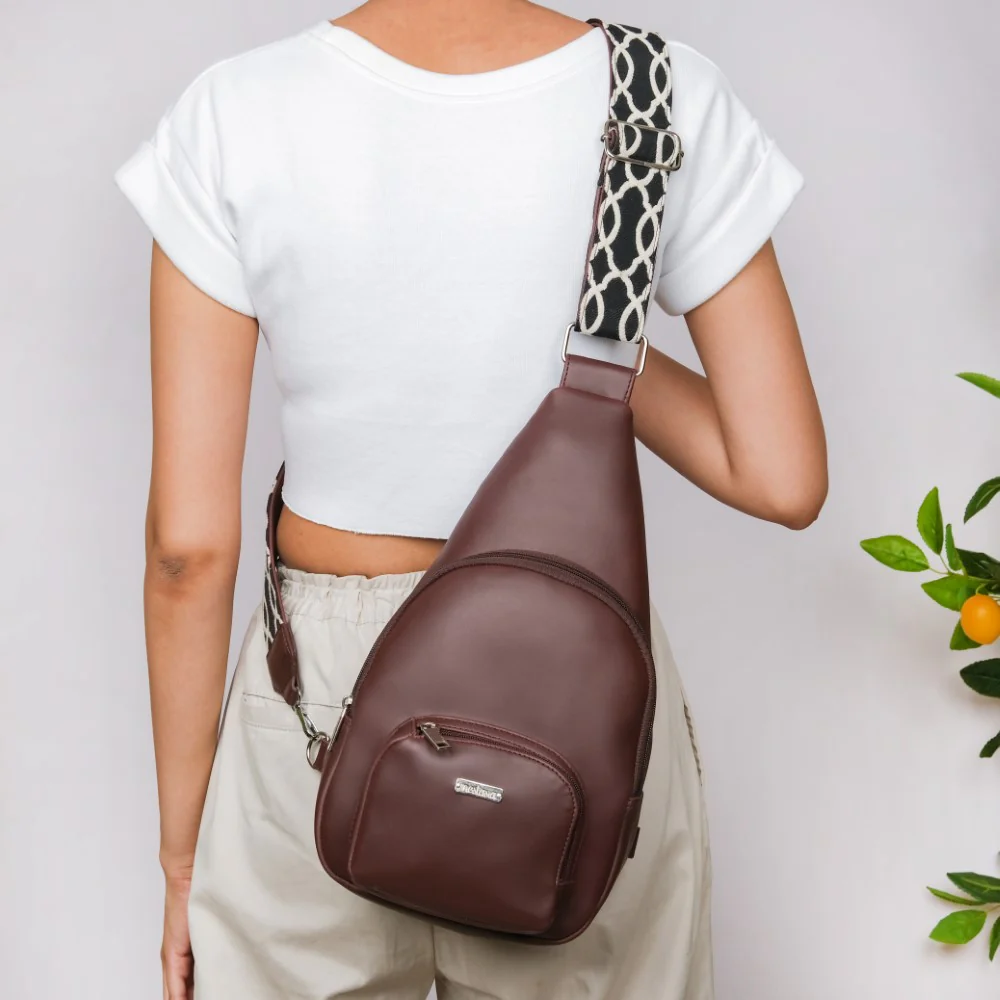 Voyager Crossbody Sling Bag Brown - Image 3