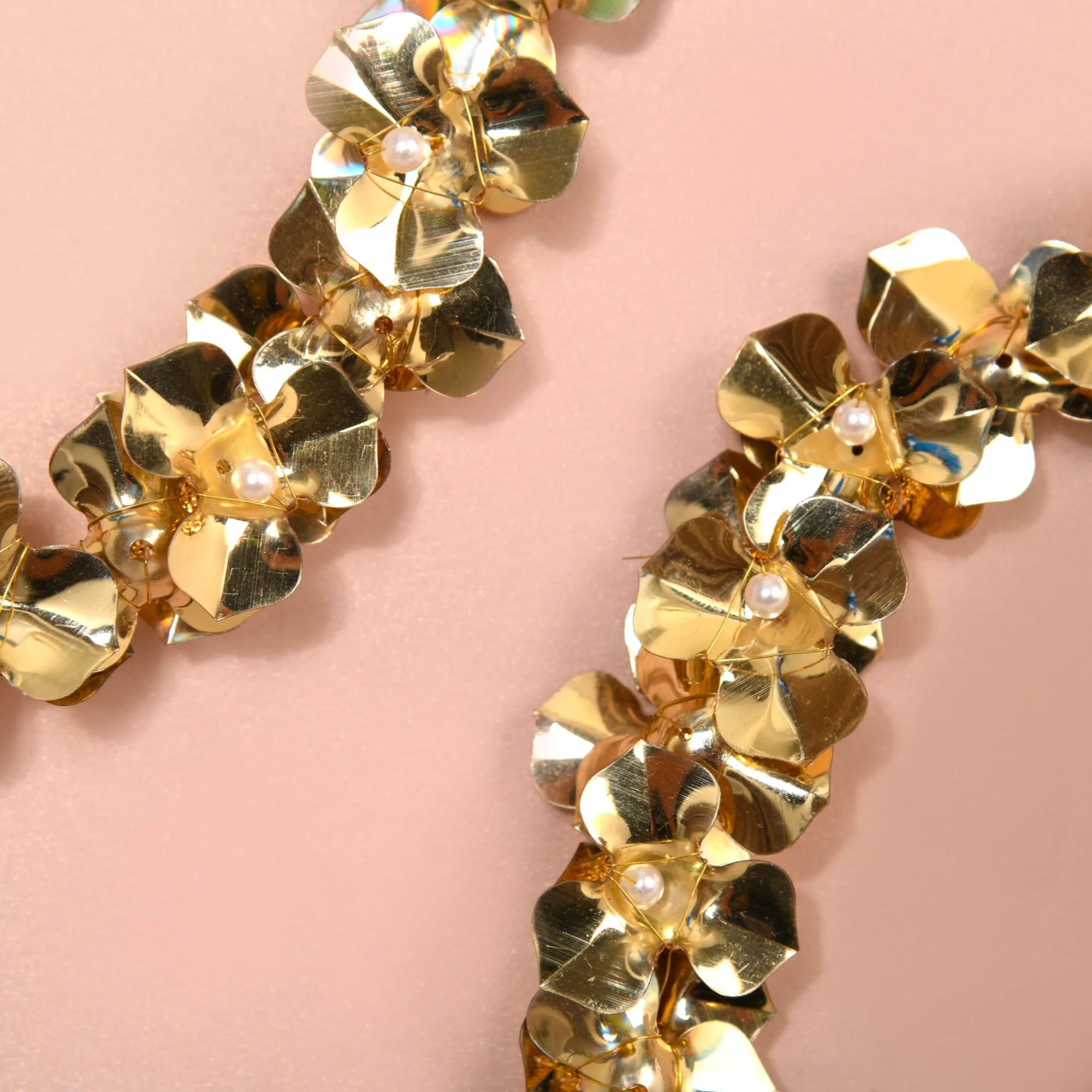Wall Hanging Gold Flower Wreath Set Of 2 8 Inch - Image 10