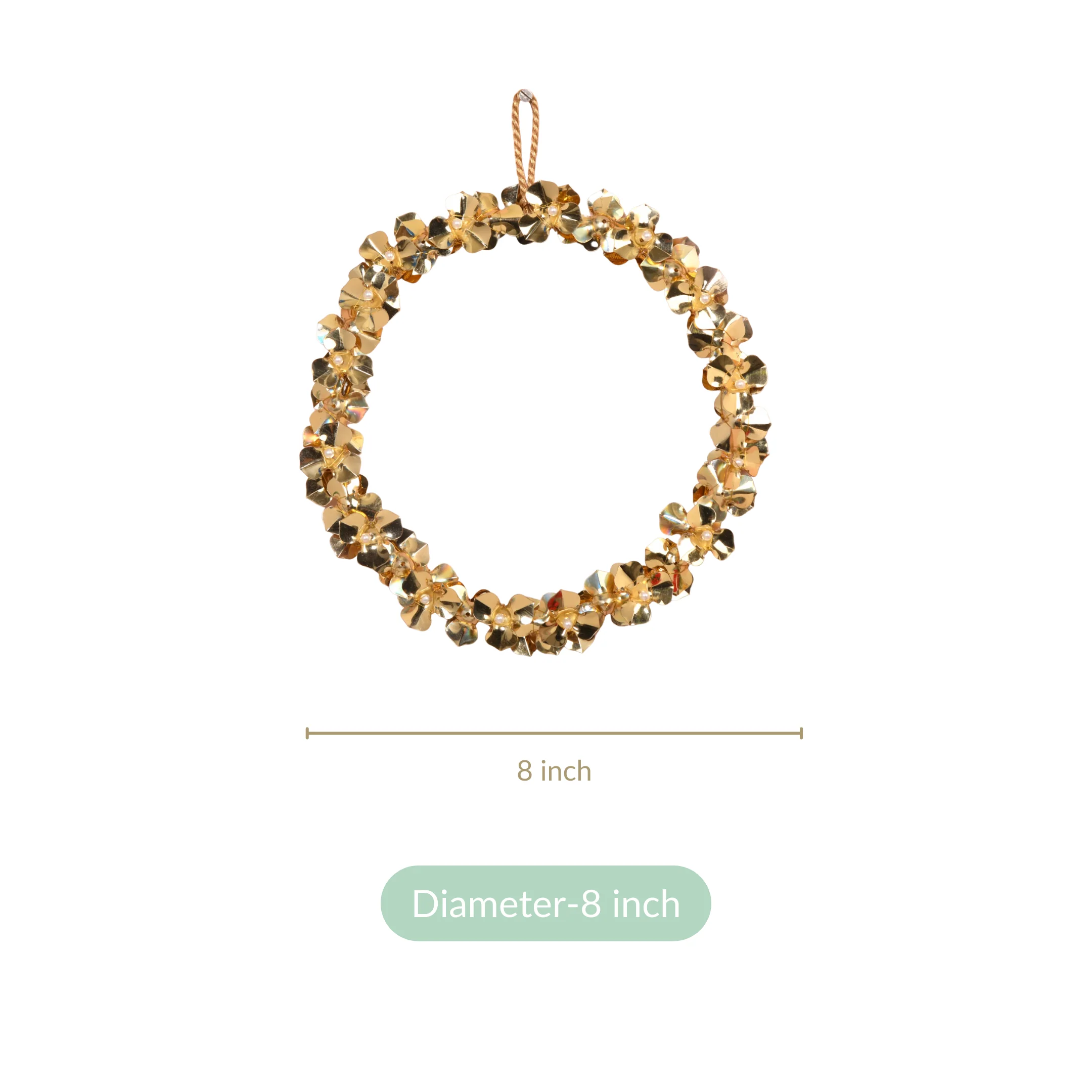 Wall Hanging Gold Flower Wreath Set Of 2 8 Inch - Image 4