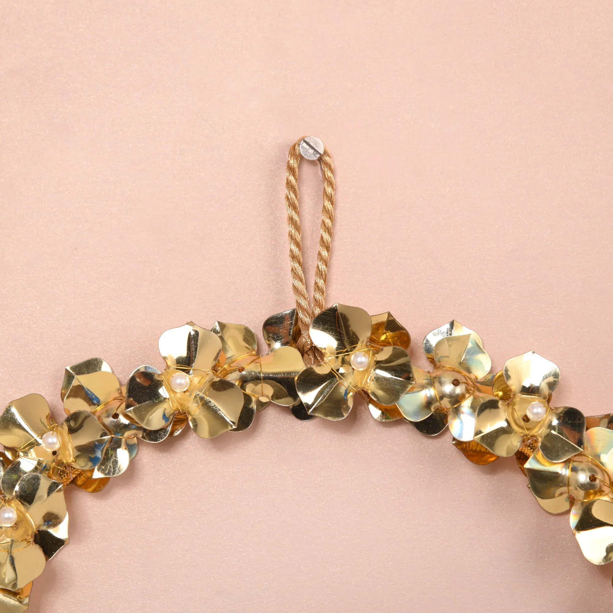 Wall Hanging Gold Flower Wreath Set Of 2 8 Inch - Image 8