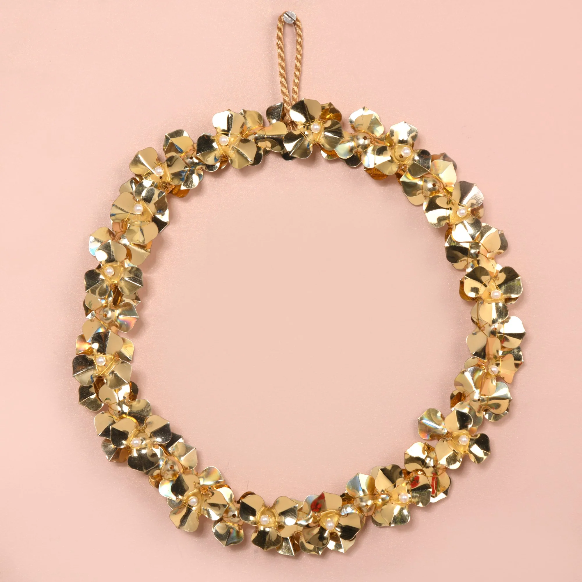 Wall Hanging Gold Flower Wreath Set Of 2 8 Inch - Image 9