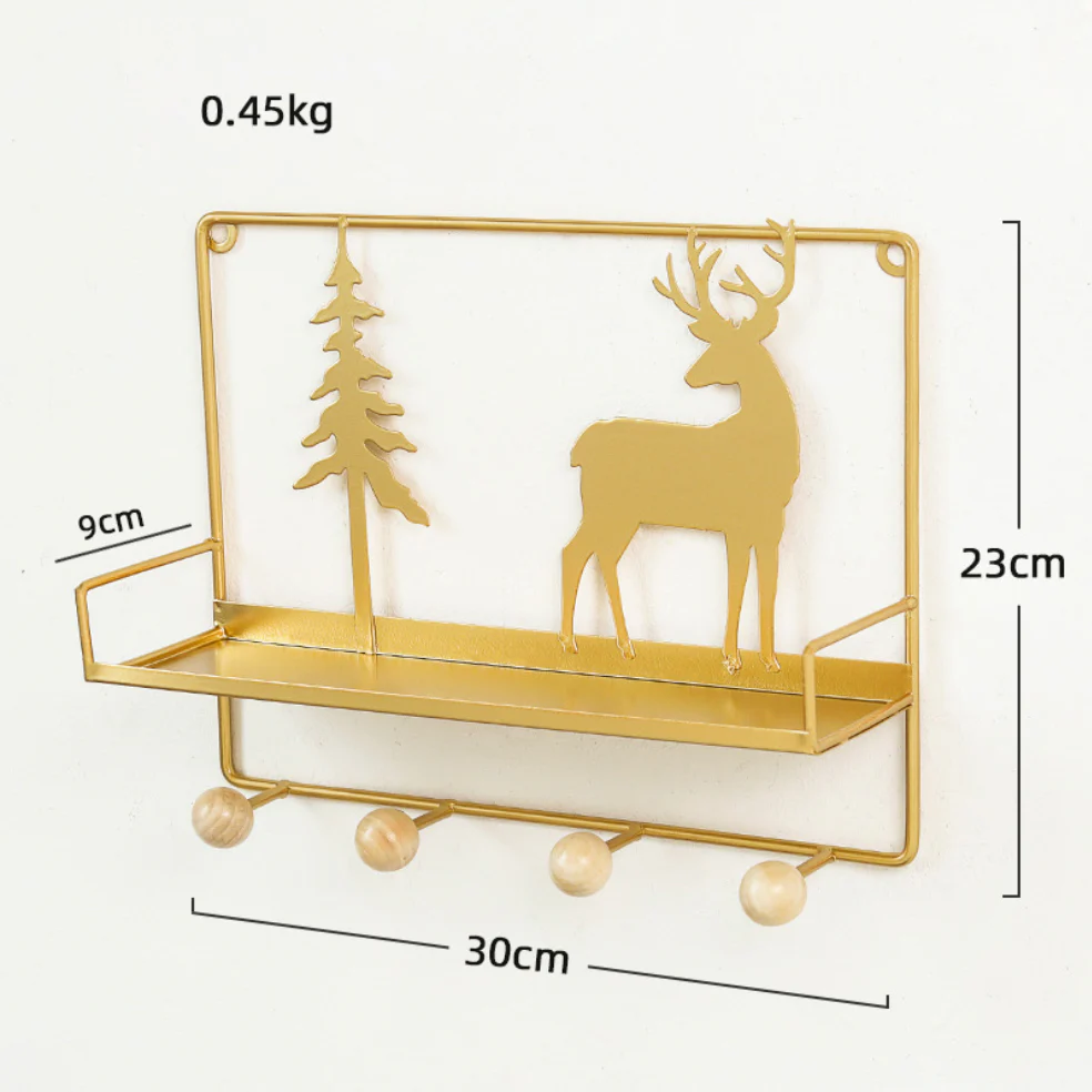 Wall Hanging Shelf Reindeer Rectangle Gold - Image 5