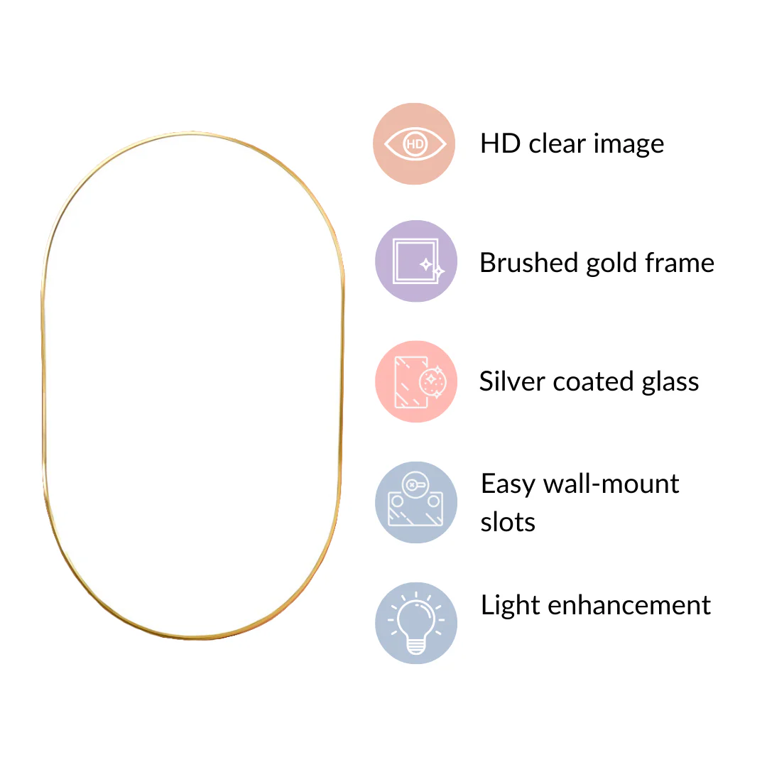 Wall Mounted Oval Mirror Gold Small - Image 5