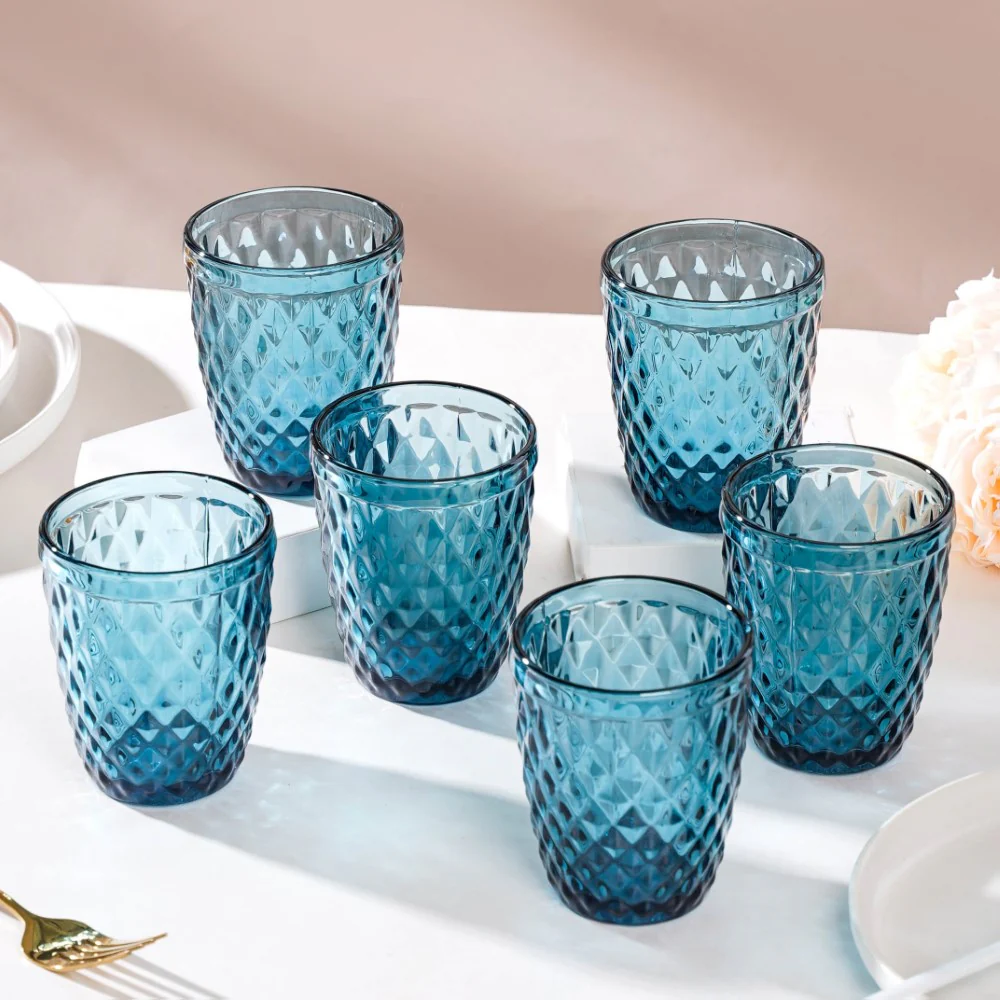 Water Glass Blue Set Of 6 250 ml - Image 3