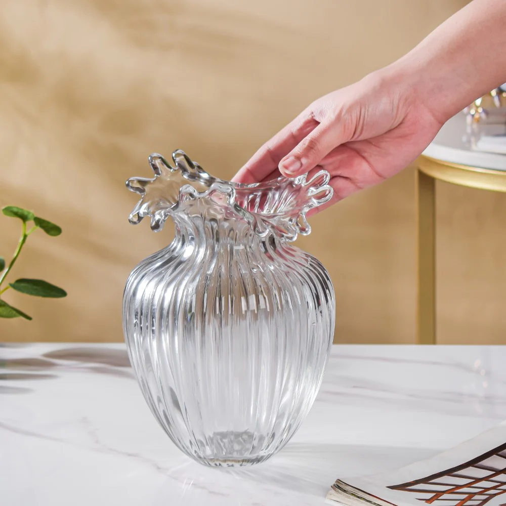 Wave Glass Flower Vase Large 8 Inch - Image 2