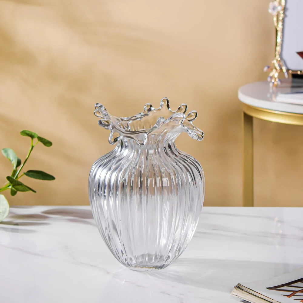 Wave Glass Flower Vase Large 8 Inch - Image 3