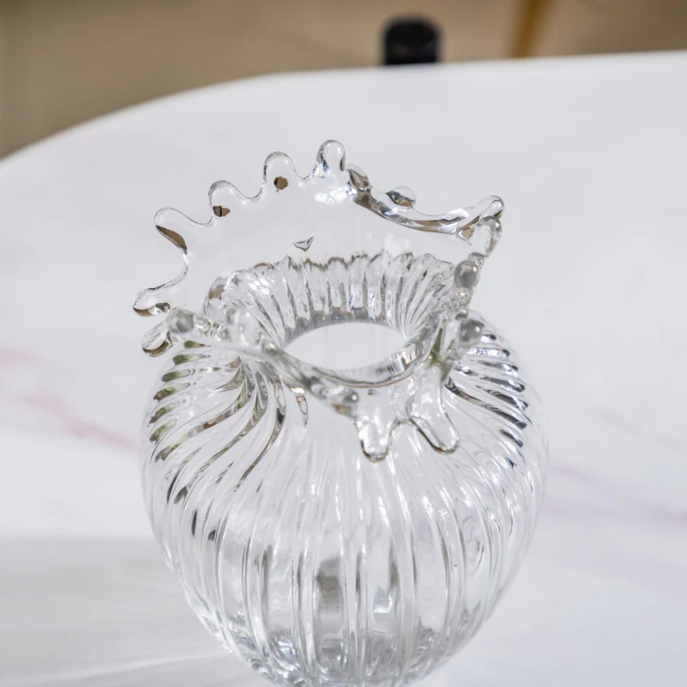 Wave Glass Flower Vase Small 7 Inch - Image 3