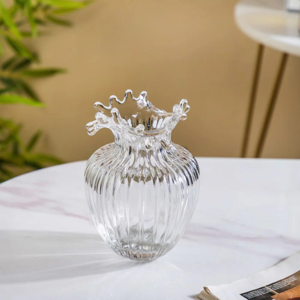 Wave Glass Flower Vase Small 7 Inch - Image 5
