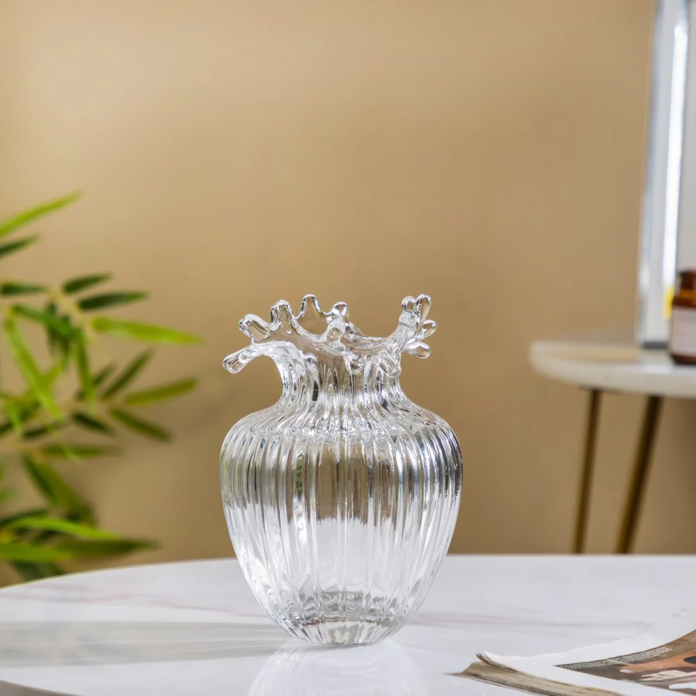 Wave Glass Flower Vase Small 7 Inch - Image 6