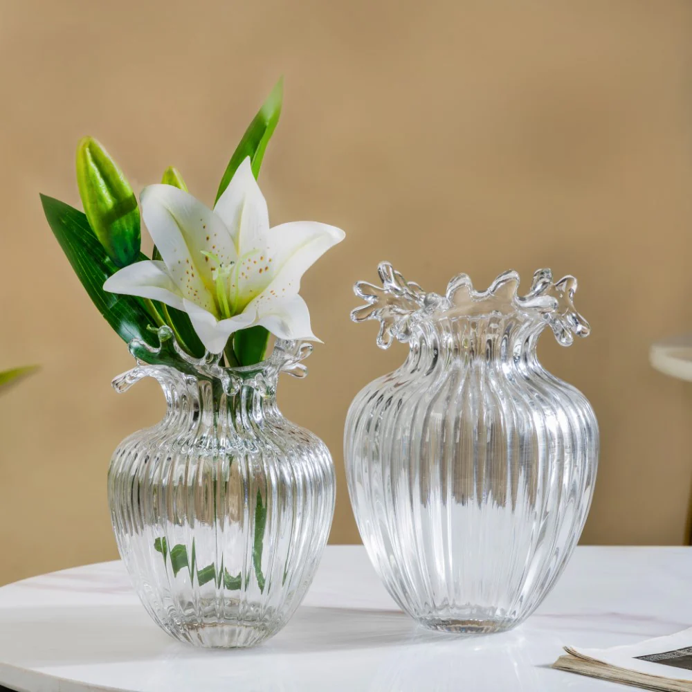 Wave Glass Flower Vase Small 7 Inch - Image 7