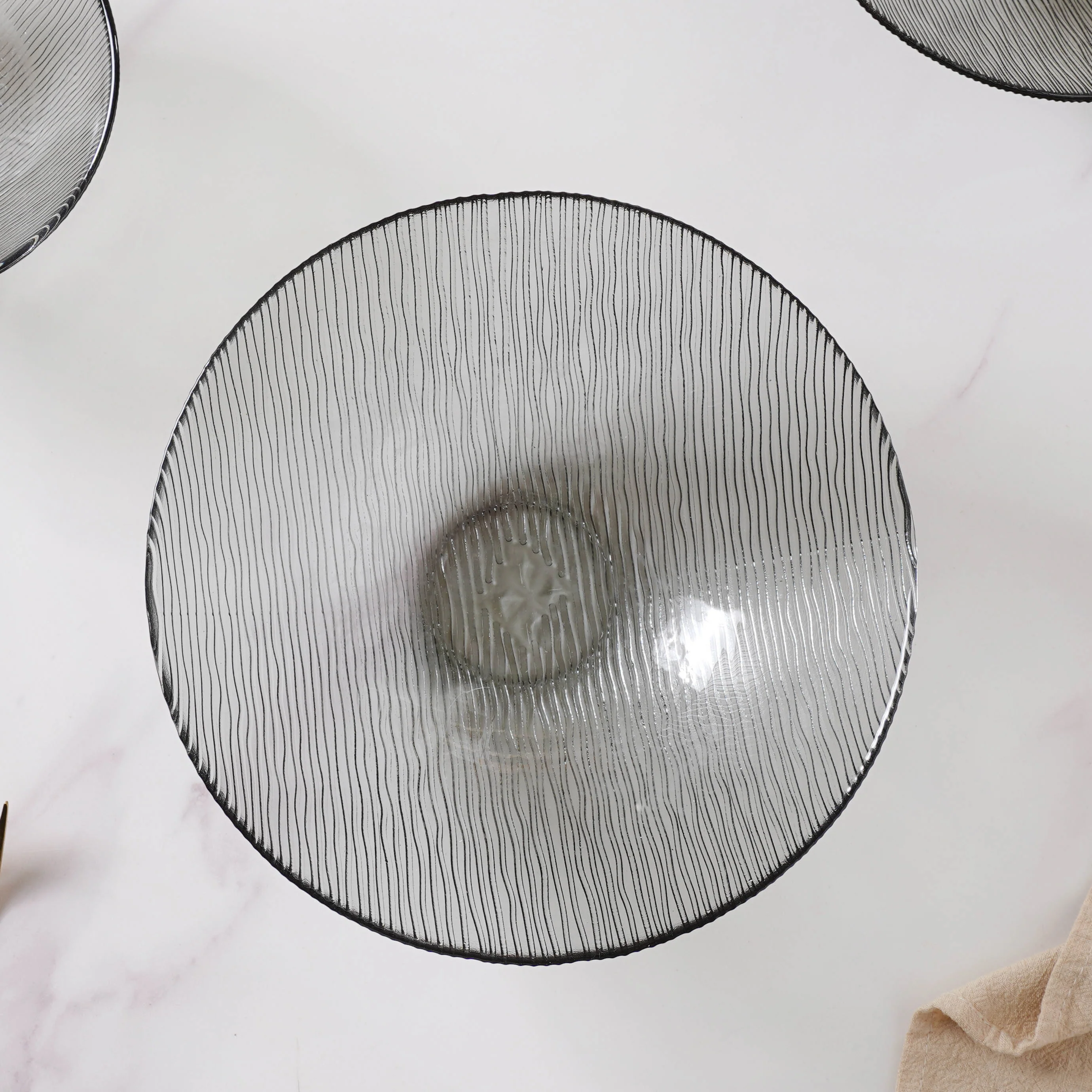 Waves Glass Bowl Set of 3 Grey - Image 11