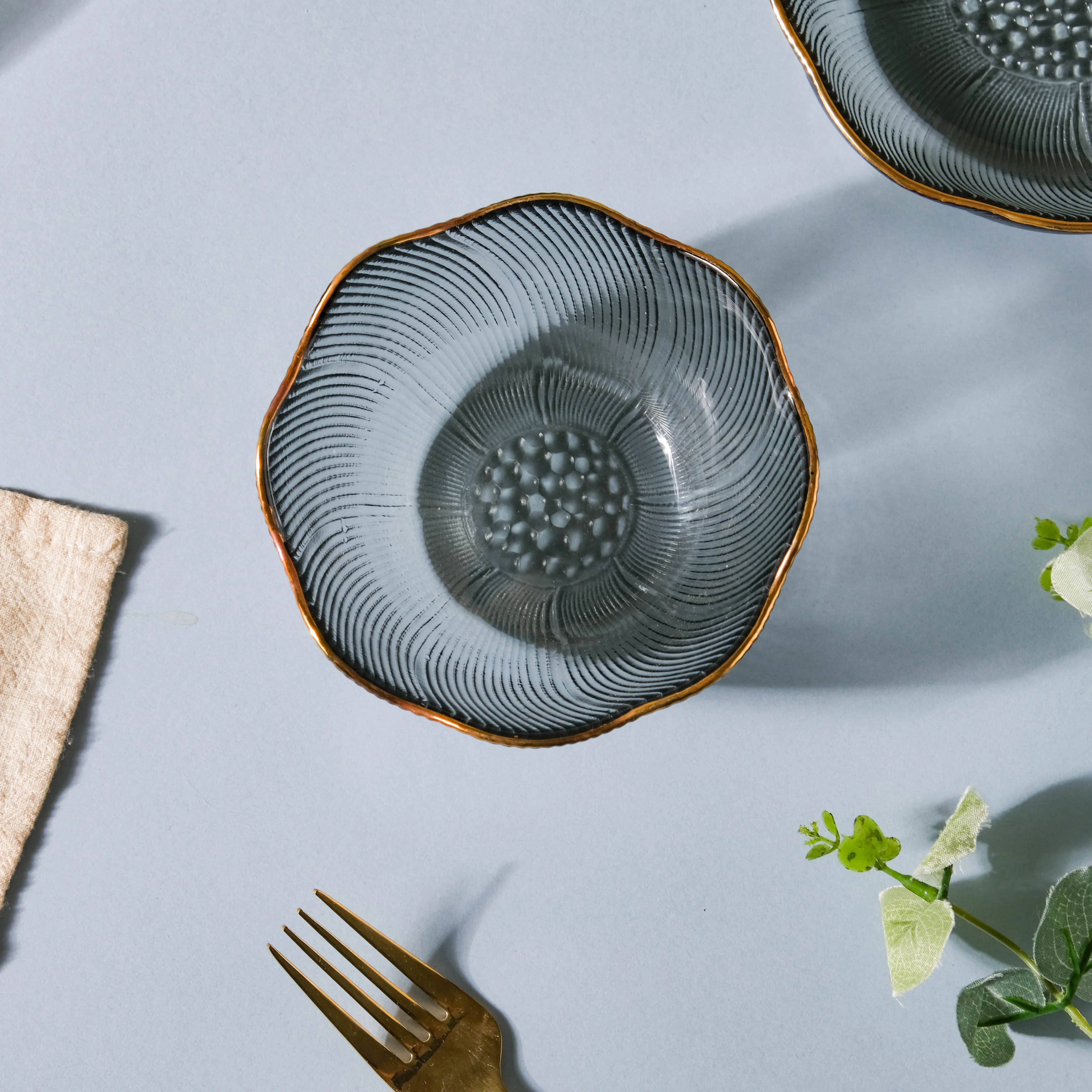 Wavy Glass Side Bowl Grey - Image 3