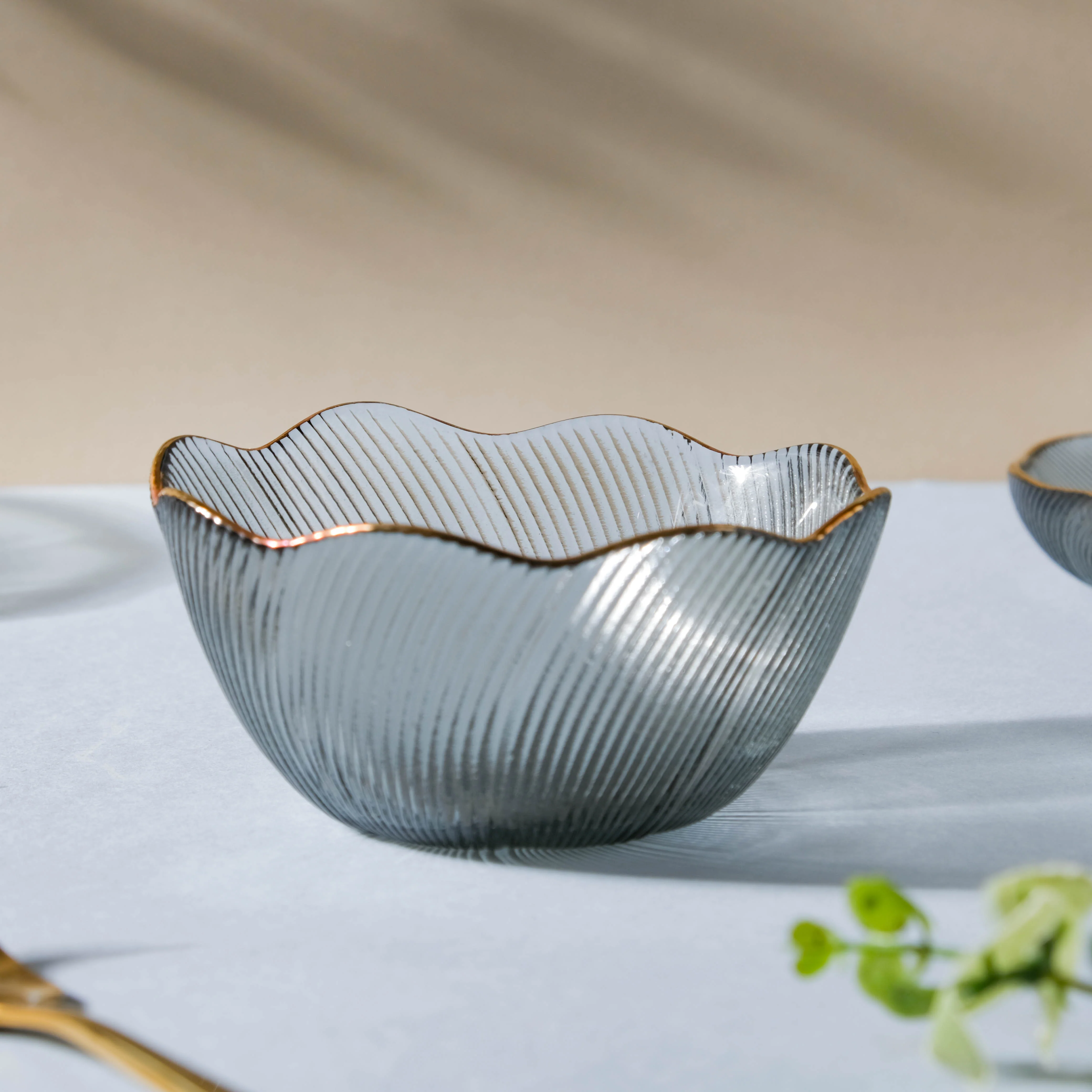 Wavy Glass Side Bowl Grey - Image 6