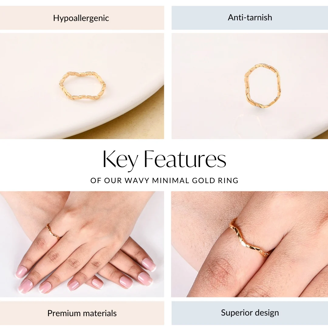 Wavy Minimal Gold Ring - Image 4