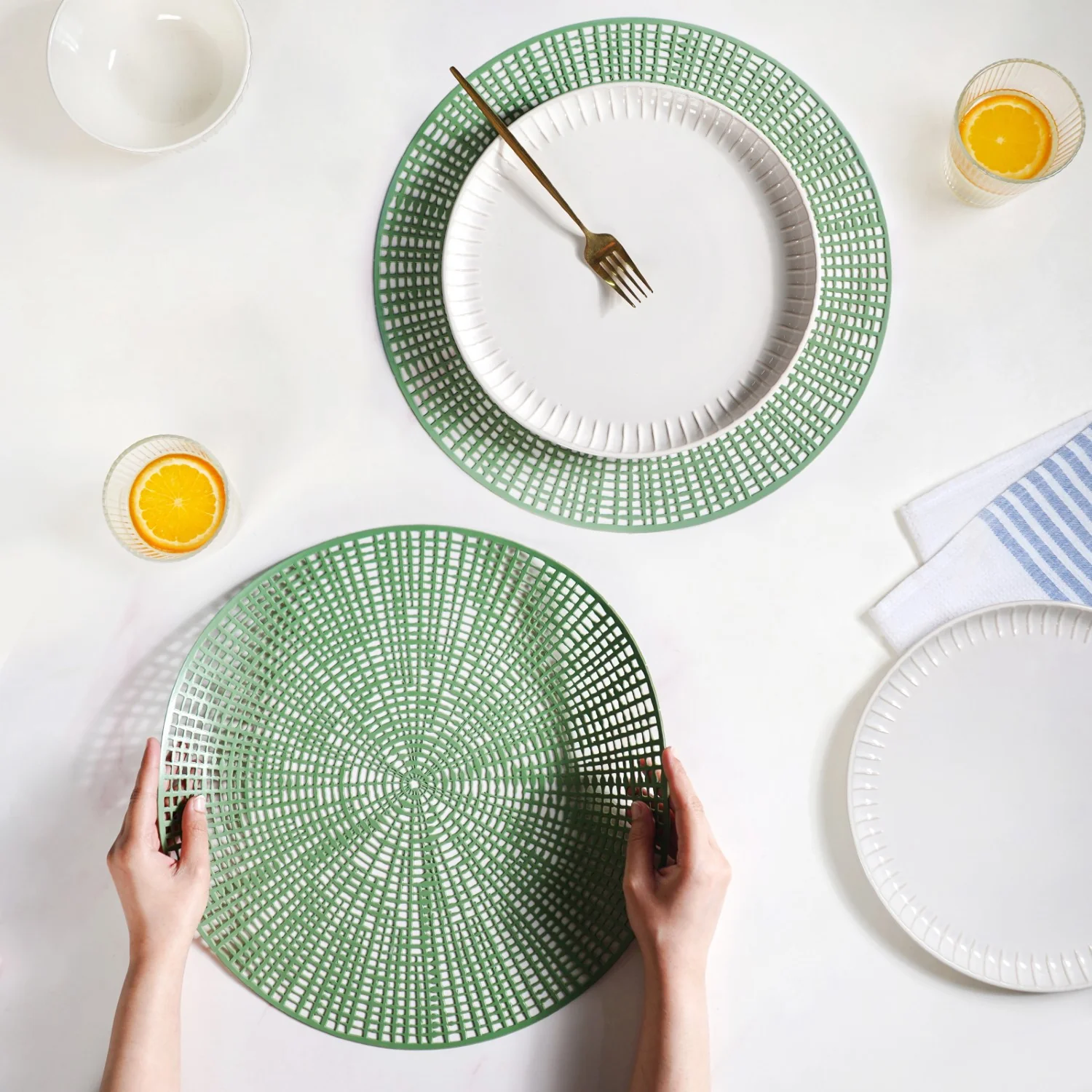 Web Style Green Dining Mat Set Of 6 - Image 2