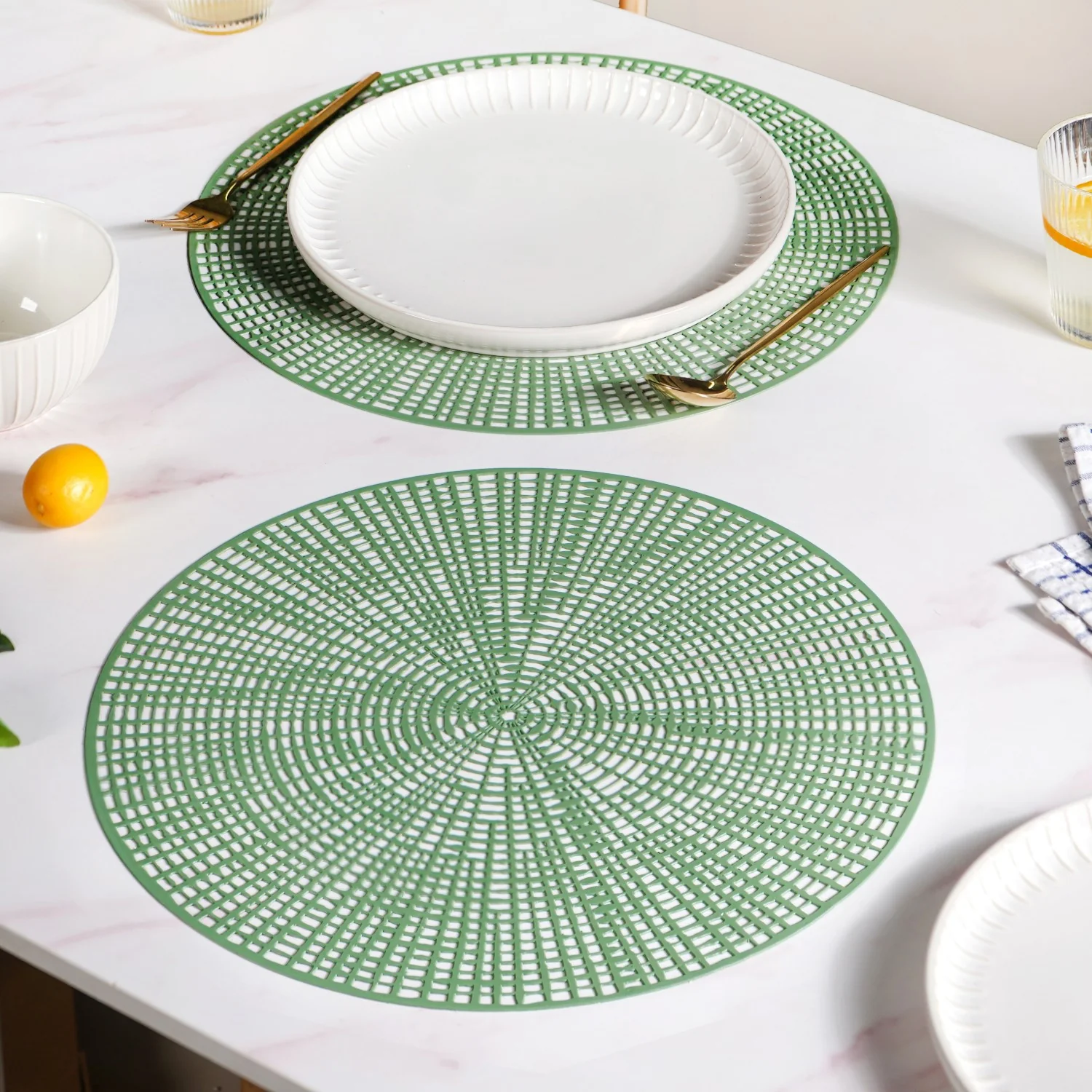 Web Style Green Dining Mat Set Of 6 - Image 3