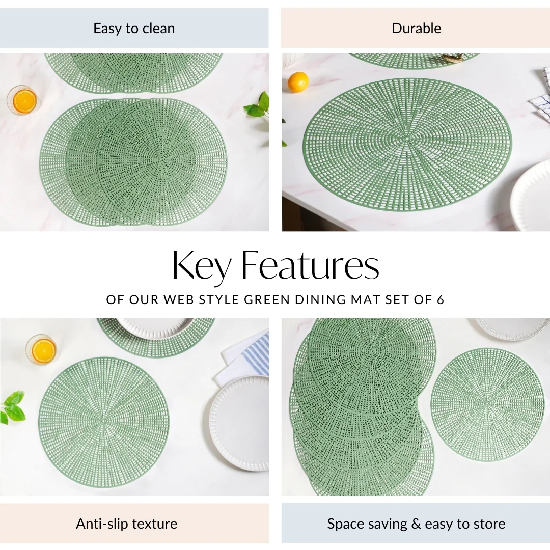 Web Style Green Dining Mat Set Of 6 - Image 5