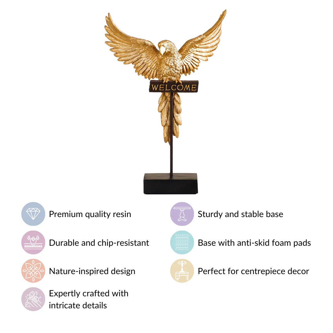 Welcome Parrot Gold Showpiece - Image 4