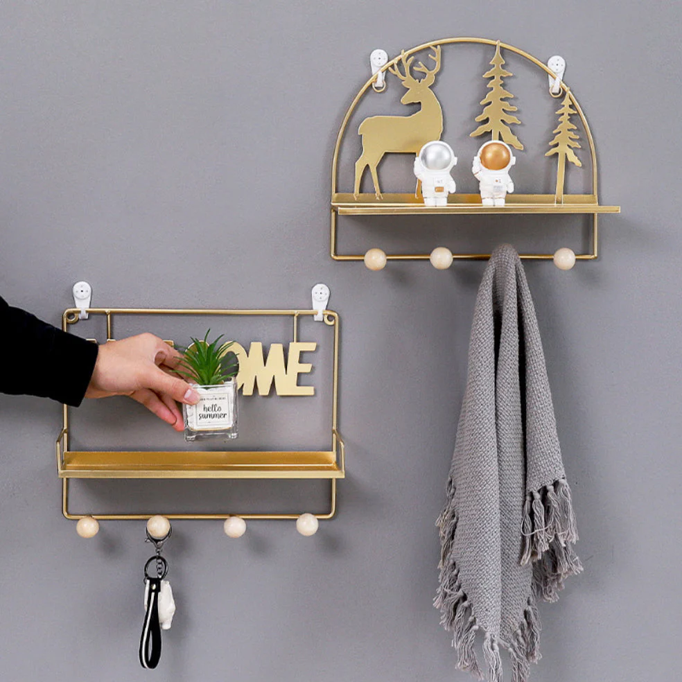 Welcome Wall Hanging Metal Rack Gold - Image 3