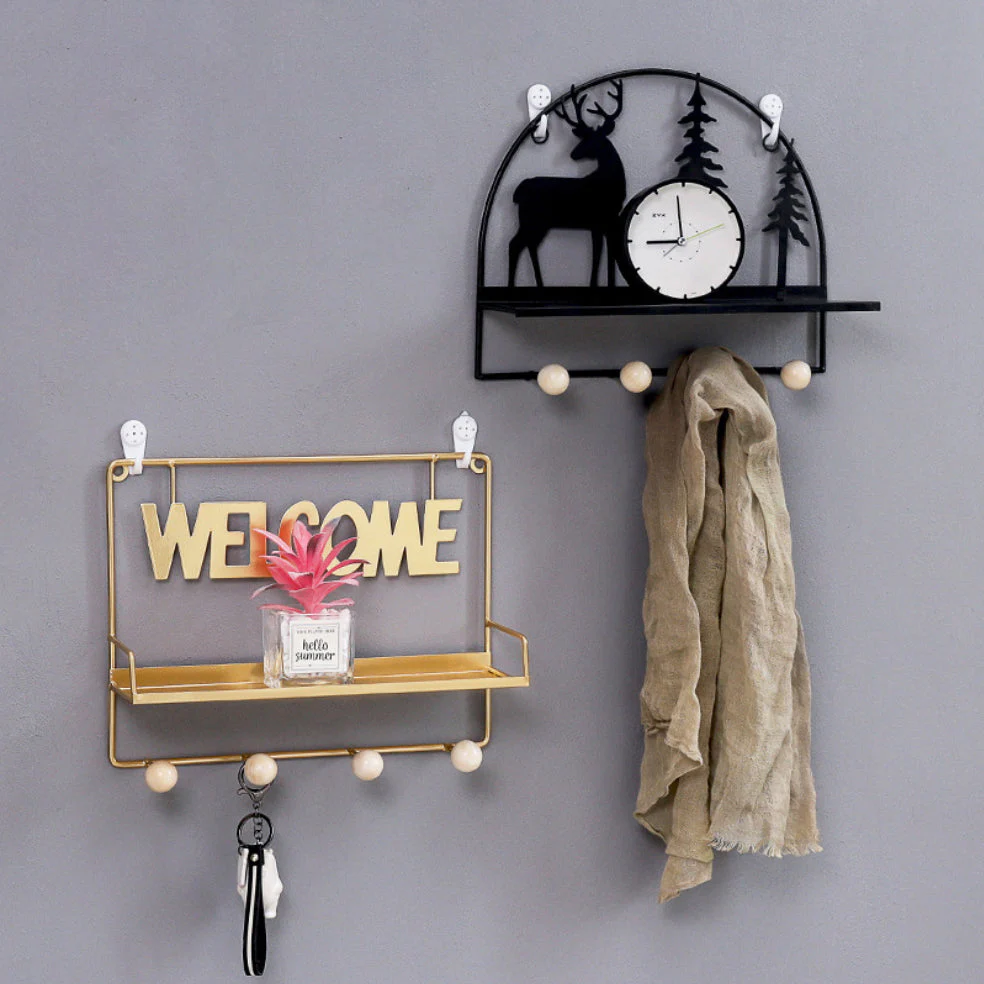 Welcome Wall Hanging Metal Rack Gold - Image 4