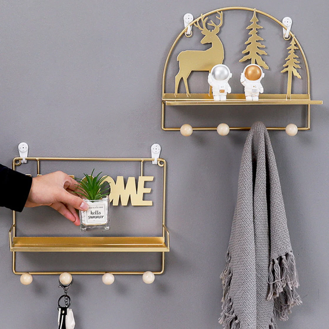 Welcome Wall Hanging Metal Rack Gold - Image 7