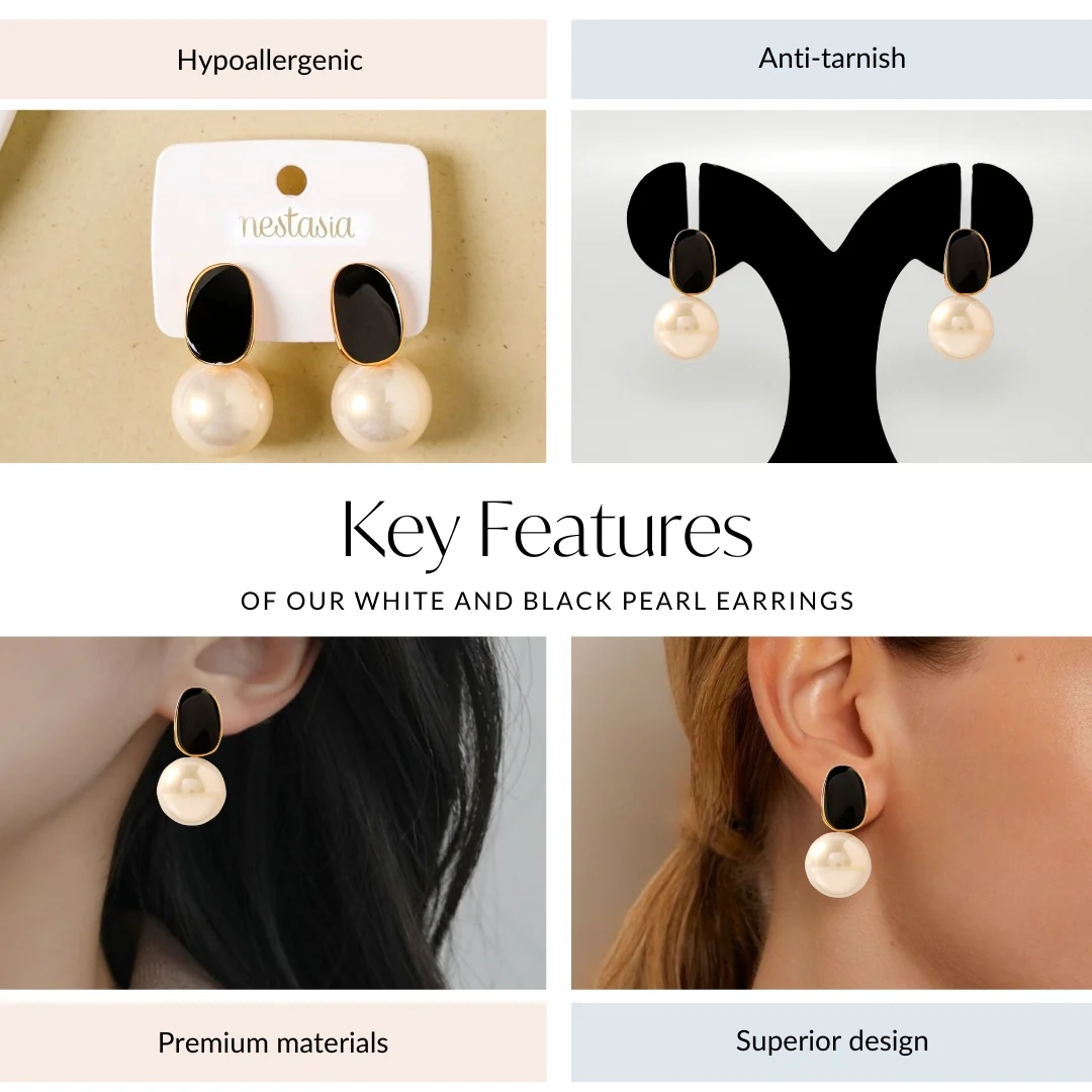 White And Black Pearl Earrings - Image 4